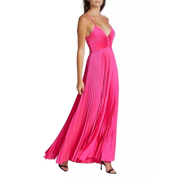 A.L.C. Aries Pleated Open Back Gown in Hot Pink, size 12 - Picture 9 of 11